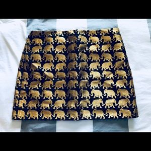 NWT J. Crew Black and Gold Elephant Mini Skirt